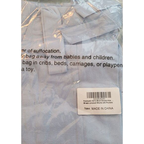 Girl's Short Sky Blue Overall with Pockets Sz 120/5T - Picture 4 of 5